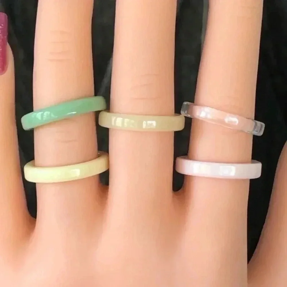 3 for $25/ 5 Pack Pink Yellow Clear Green Cream Pastel Resin Stacking Rings NWT